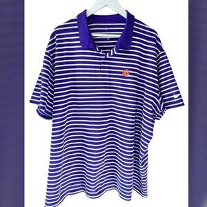 Clemson Football Nike Dri Fit Purple Striped Polo Shirt Men's size 3XL
